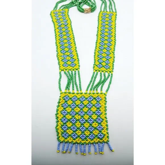 Vintage Ukrainian Gerdan Folk Art Hand Beaded Necklace - Picture 2 of 5